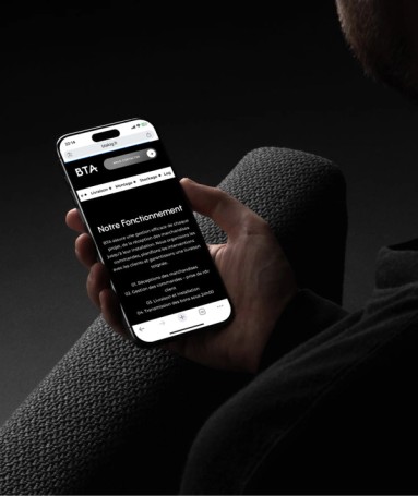 Site internet de BTA sur un téléphone