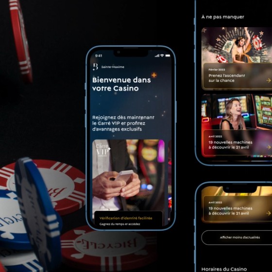 Mobile avec l'écran d'accueil de l'application du Casino Barrière