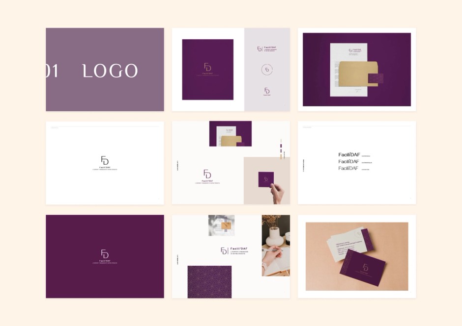 Planche d’identité visuelle Facili’DAF : logo, couleurs et supports