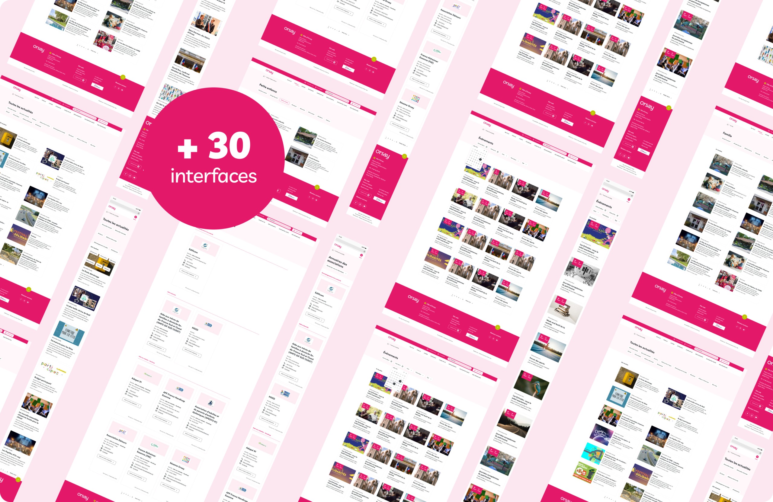 Plus de 30 interfaces du site d'Orsay présentées en mosaïque