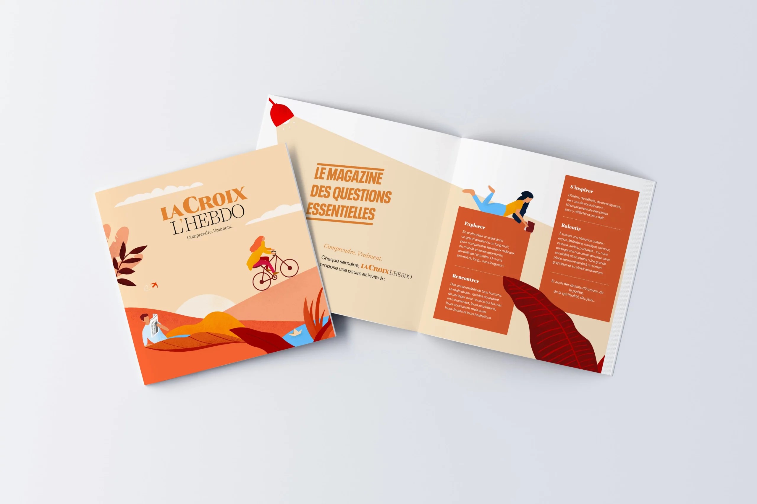 Brochure de présentation avec les deux illustrations réalisées par le Studio Movimento