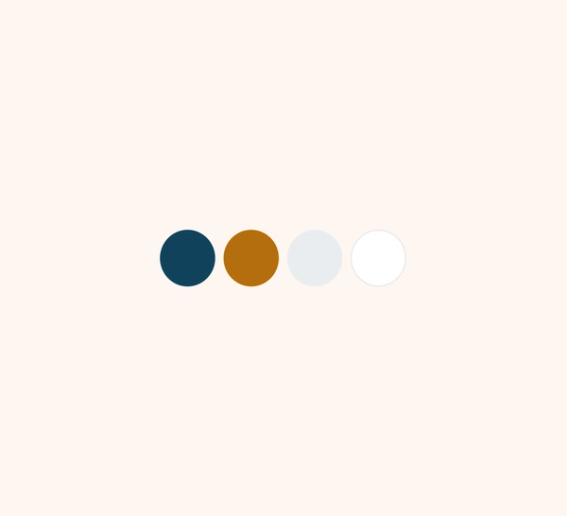 Palette de couleurs de CNM Coaching : bleu, ocre, gris clair et blanc