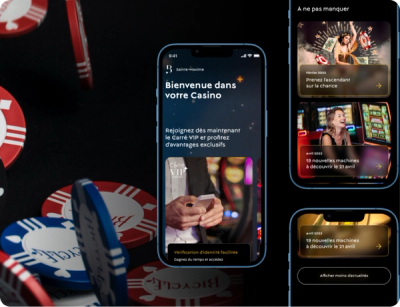 Mobile avec l'écran d'accueil de l'application du Casino Barrière