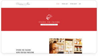 Page d'accueil du site d'une épicerie fine italienne