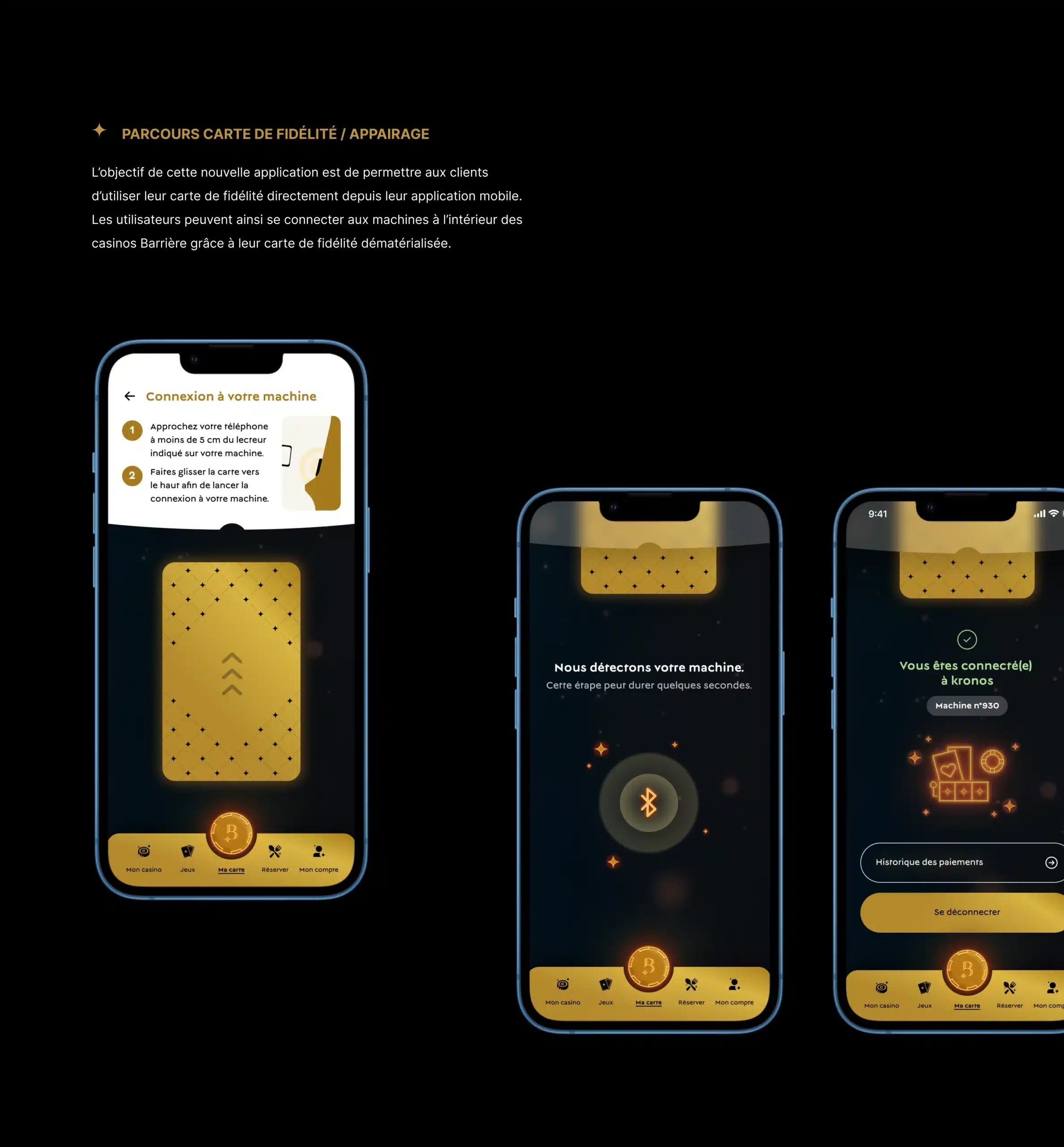 Écran de mobile avec le design pour se connecter aux machines à sous
