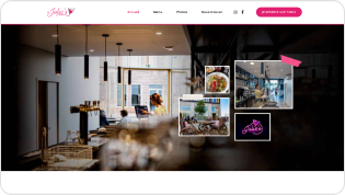 Page d'accueil du site d'un restaurant, vue de la salle