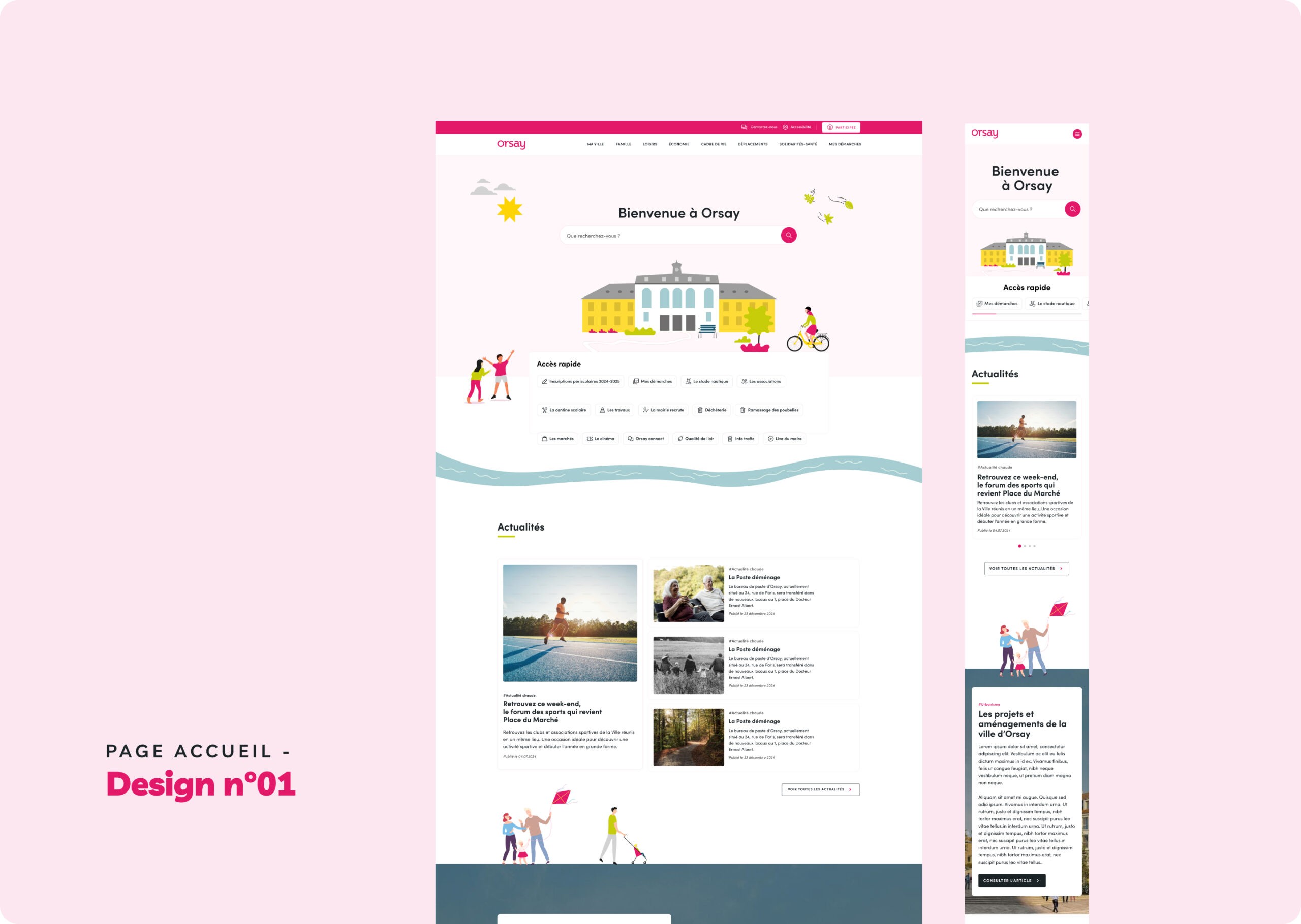 Proposition de page d'accueil n°1 du site d'Orsay, illustrée