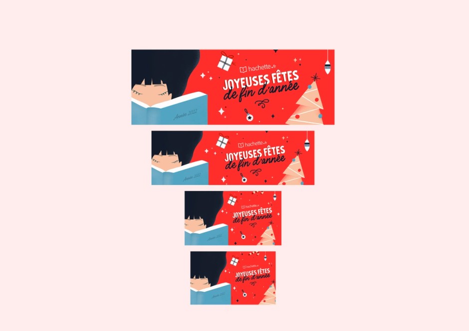 Encarts web de Noël aux formats bannière pour Hachette