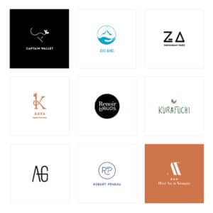 Planche de neuf logos que j'ai réalisé depuis un an