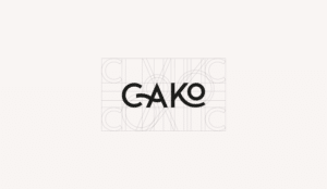 logo cako noir sur un fond beige et sa grille de construction