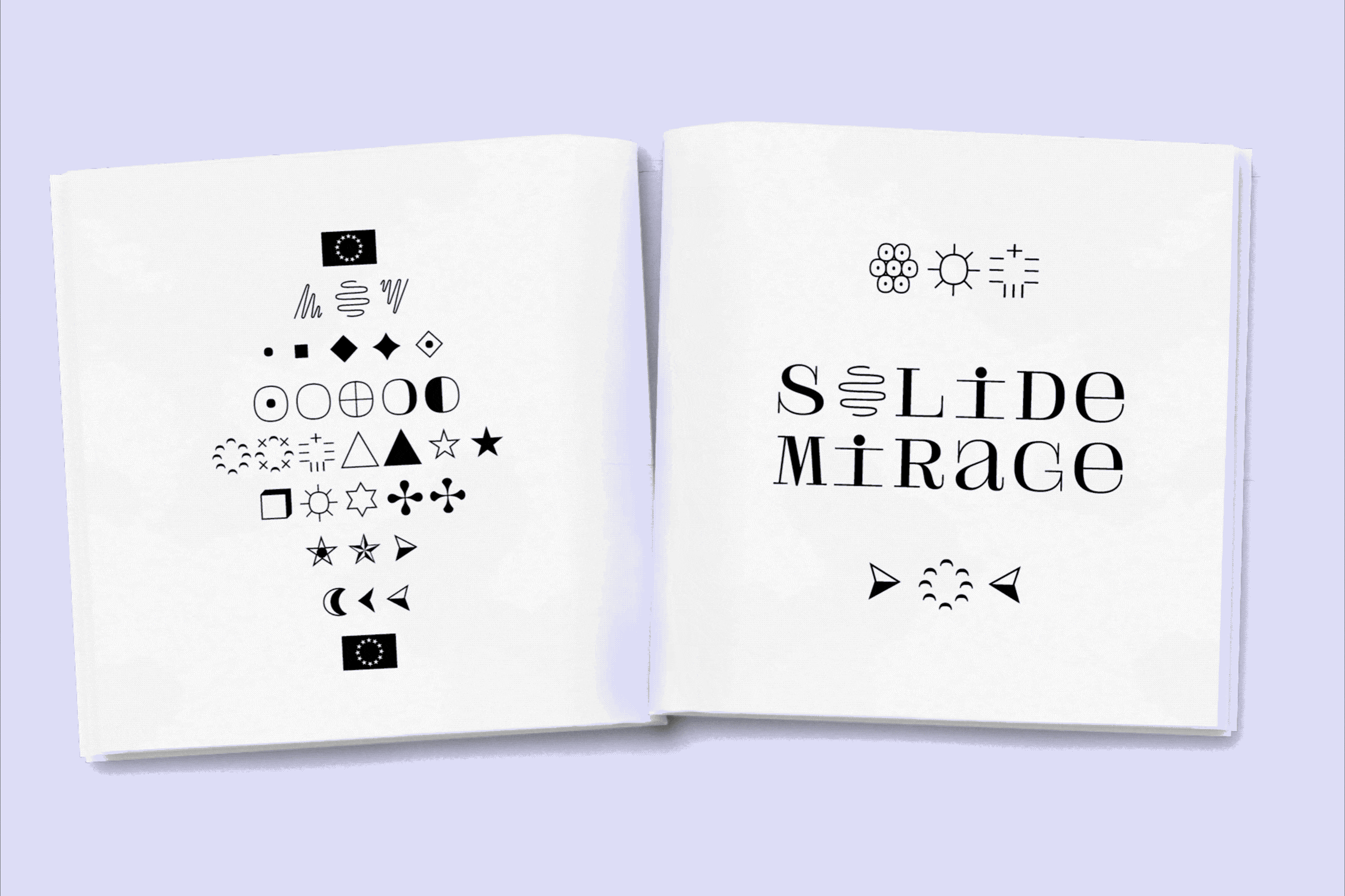 gif de plusieurs page du livre avec typographie solide mirage