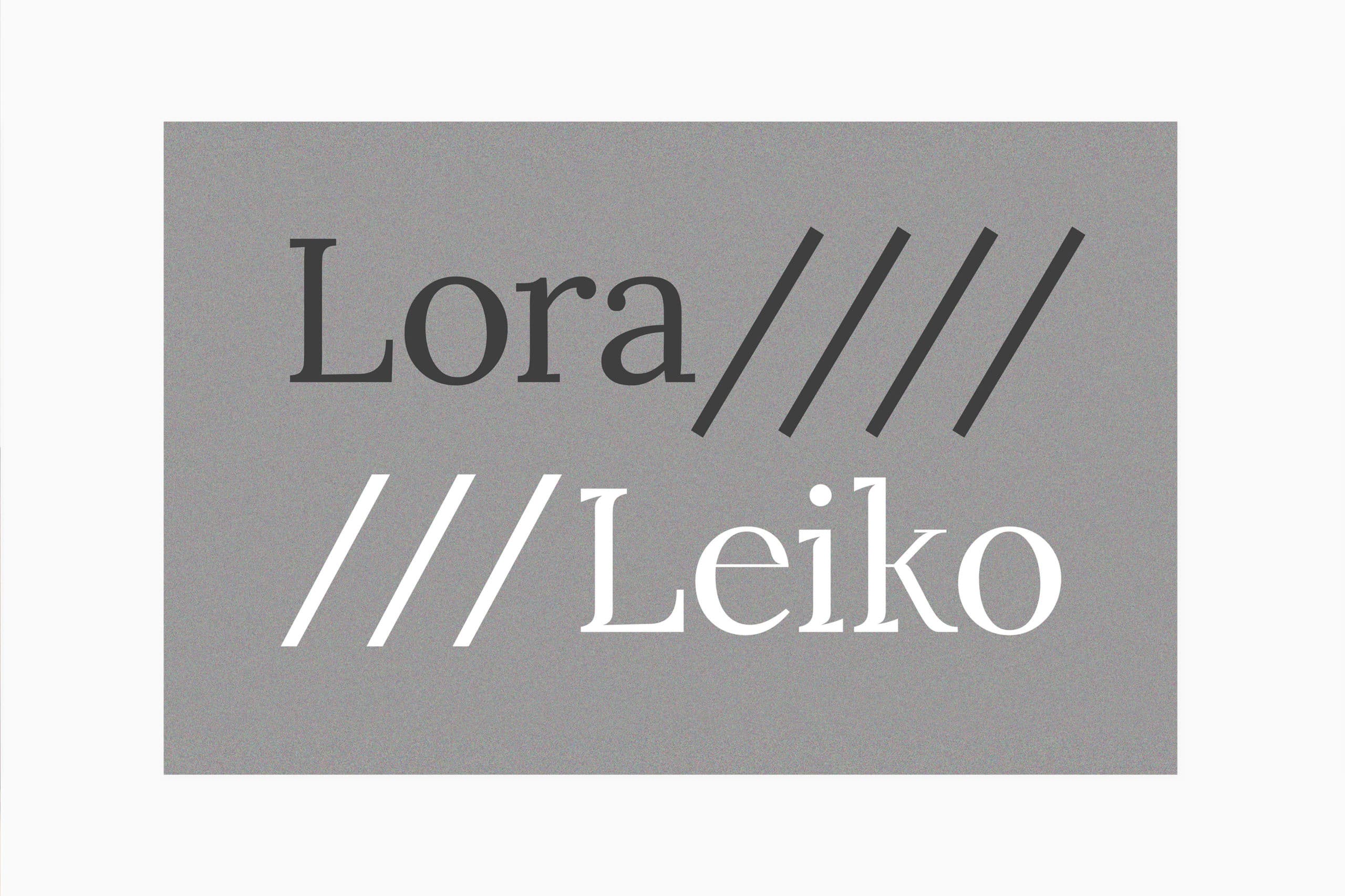 Typographie Leiko écrite en version noire et blanche sur fond gris