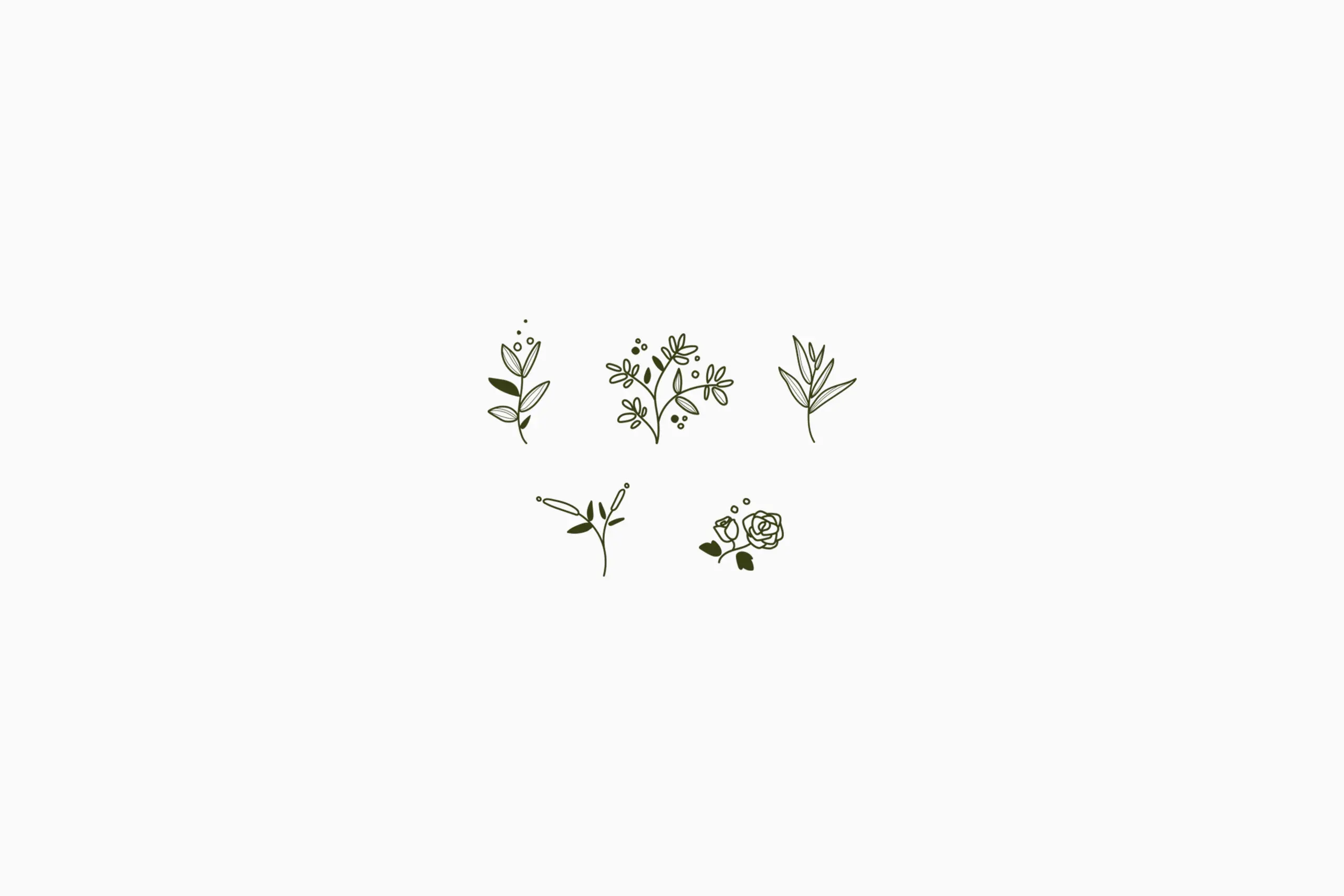 5 pictogrammes de fleurs verte sur fond blanc