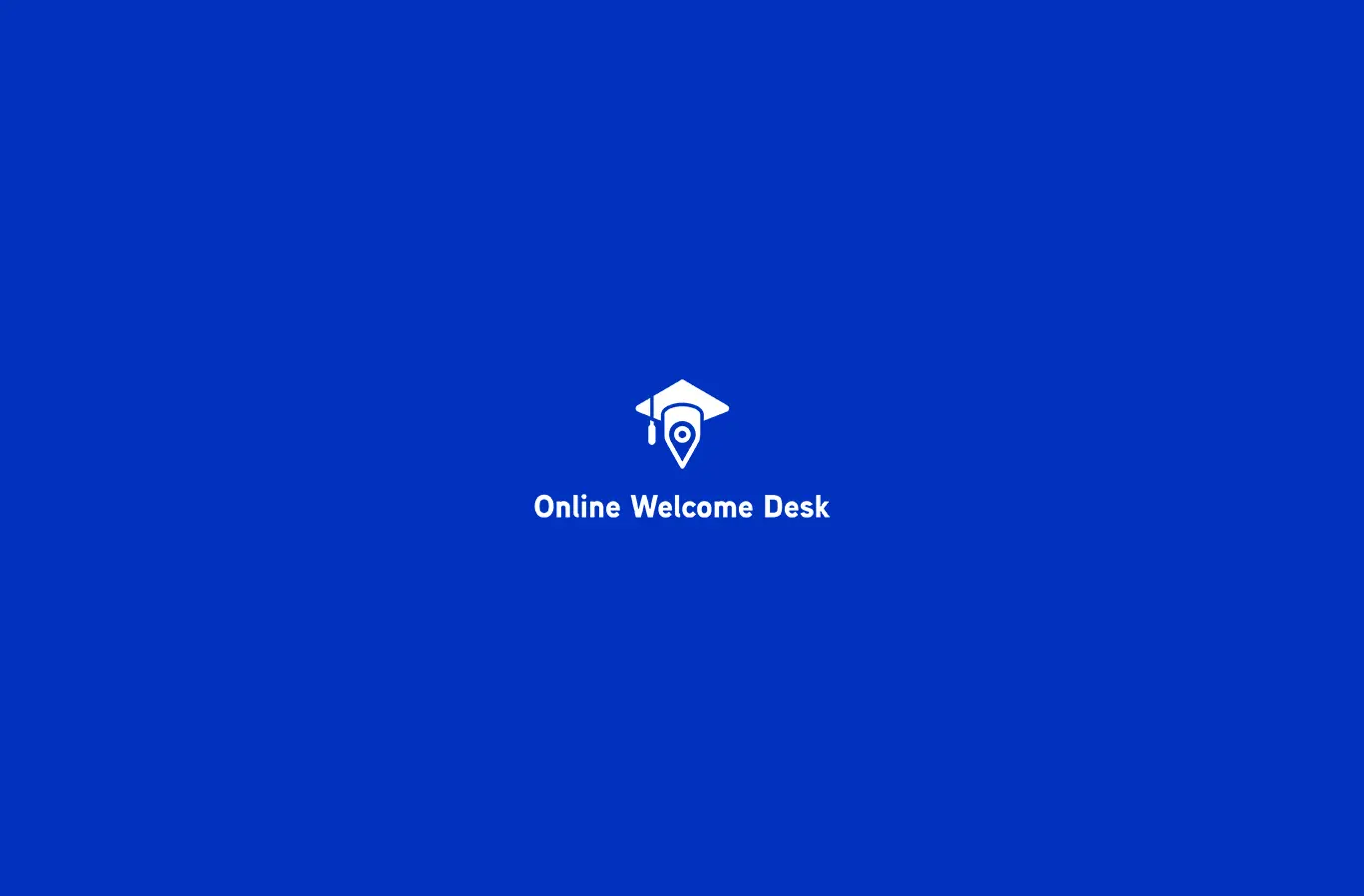 logotype blanc sur fond bleu réalisé pour la plateforme Online Welcome Desk projet pour l'UNIF