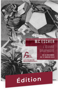 Affiche pour le Musée des Arts Graphiques avec une image de l’œuvre Reptiles de Escher