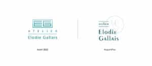 À gauche l'ancien logotype d'Elodie Gallais et à droite le nouveau logotype d'Elodie Gallais