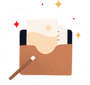 Illustration dossier créatif et recherche graphique